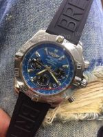 Copy Breitling Chronomat  Blue dial Black Rubber Band Timepiece